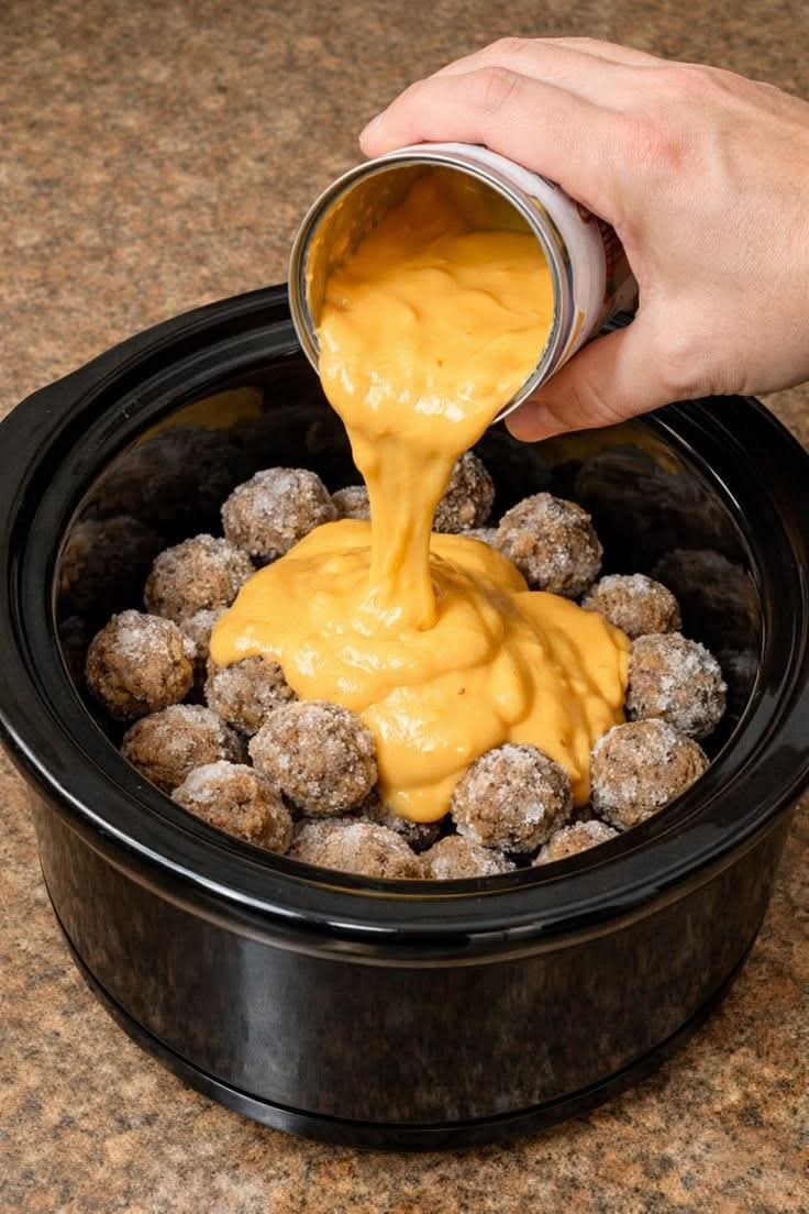 Slow Cooker Cheesy Meatballs