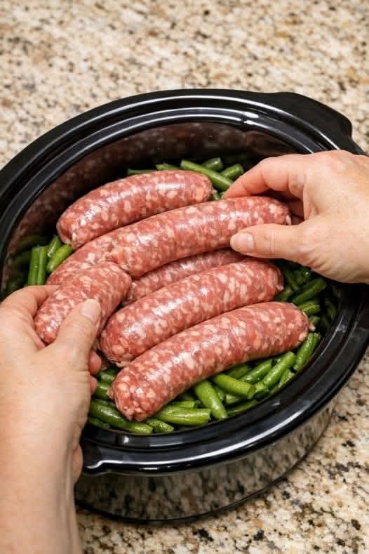 Slow Cooker Sausage & Green Beans