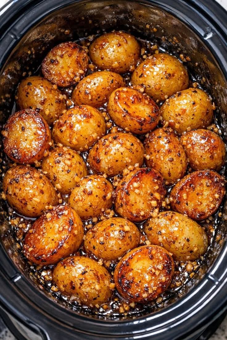 Crockpot Garlic Parmesan Baby Potatoes